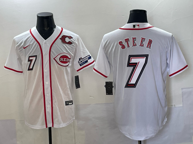 Men Cincinnati Reds #7 Steer white 2025 Nike MLB Jersey 007->cincinnati reds->MLB Jersey